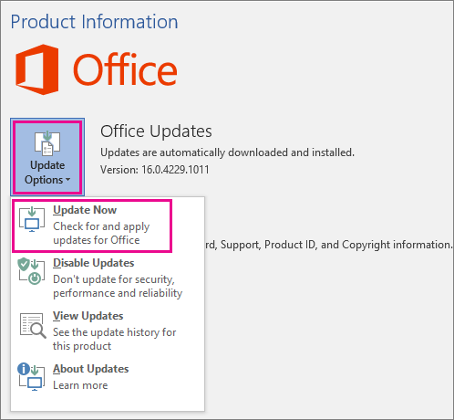 Office updates for windows 10